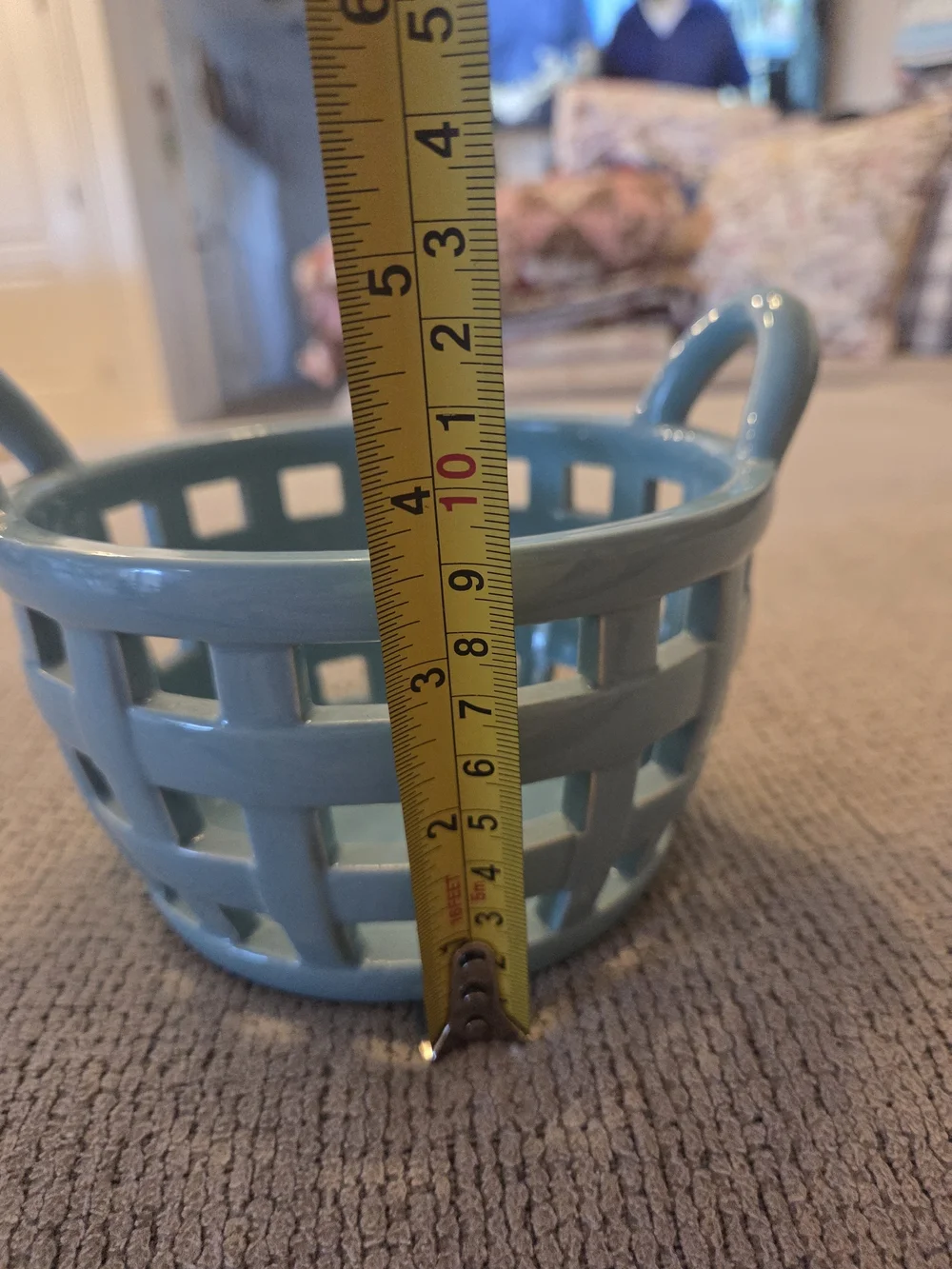 Target Blue Ceramic Lattice Accent Vase with Handles